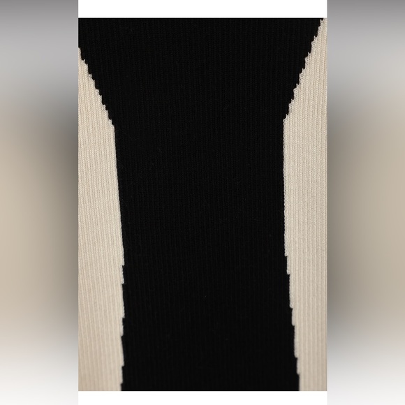 Black and Beige Block Bodycon Sweater Dress - Picture 7 of 13